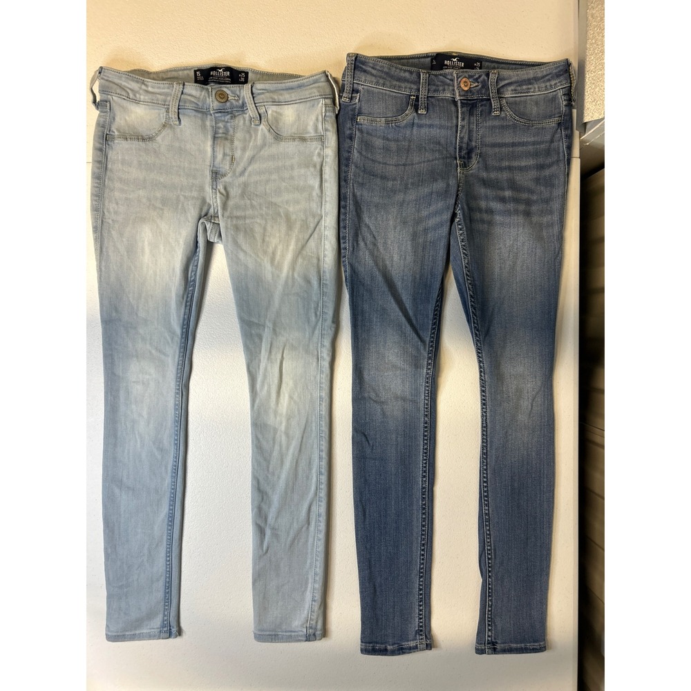 Hollister Jeans Women 1S Blue Low-Rise Jean Legging Skinny Stretch Bundle 2pk